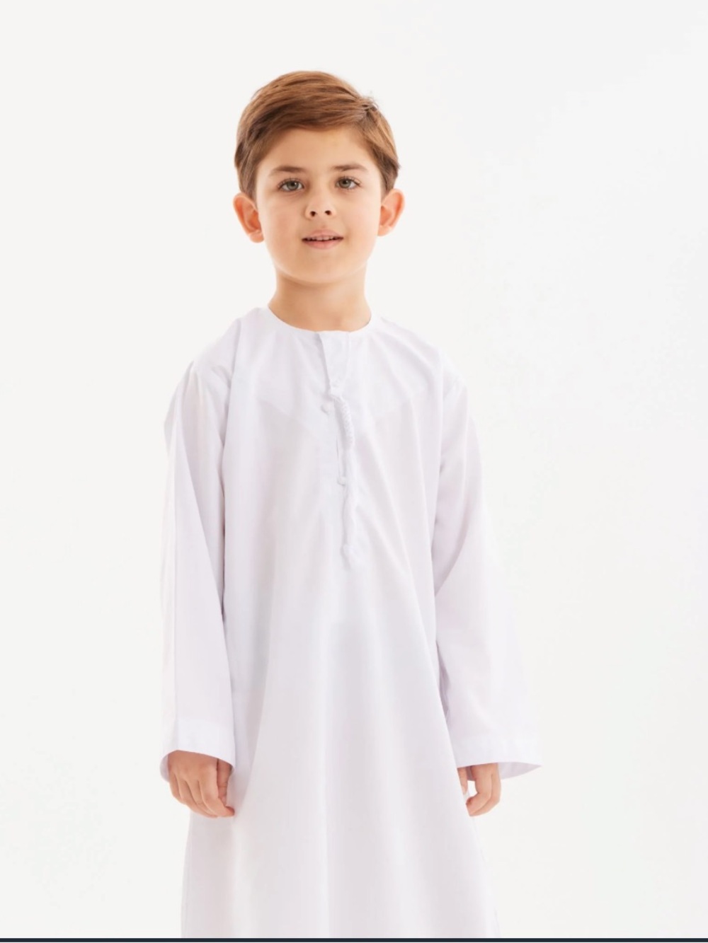 White Traditional Boys' Long-Sleeve Emirati Kandoora - 2T